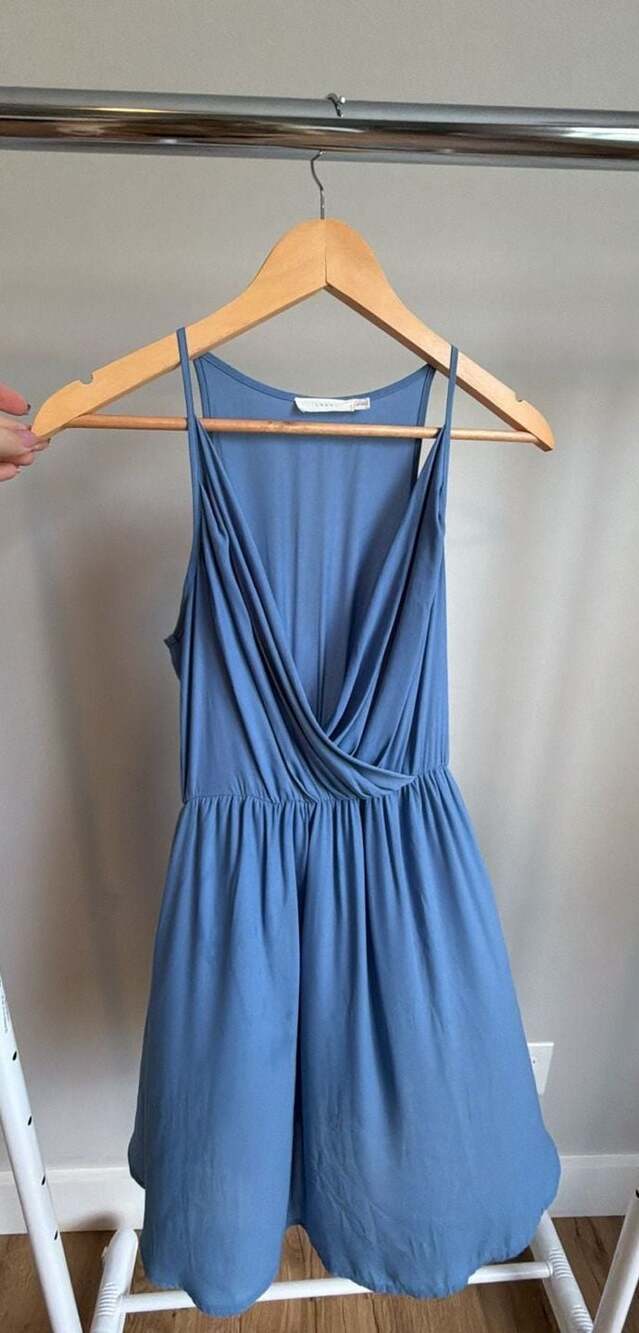 Lush Blue Draped Cowl Neck Sleeveless Dress Size XS